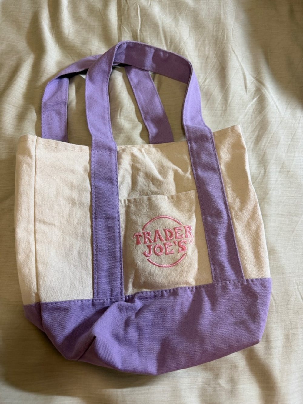 Trader Joe's Lavender & Cream Canvas Tote